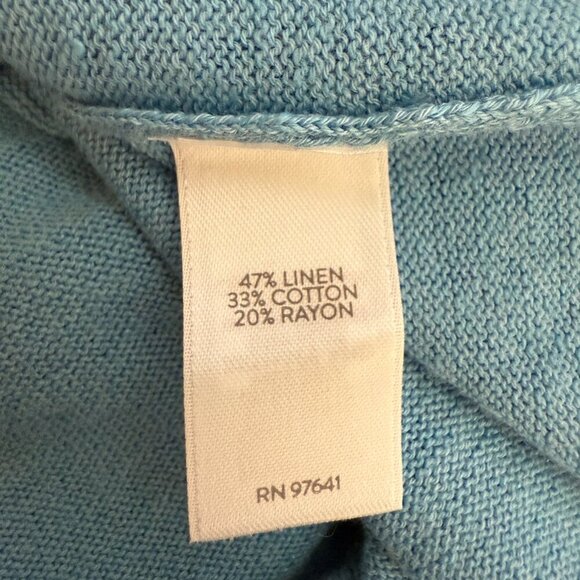 J. Jill Linen 3/4 Sleeve Sweater Pullover Women's Medium Blue Coastal Casual - Picture 10 of 11